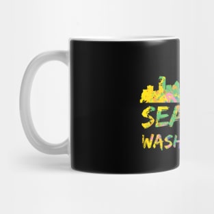 Seattle Washington Skyline Paint Splash Mug